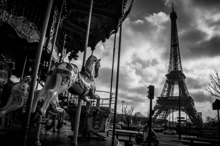 巴黎旋转木马4k超高清壁纸和背景图像