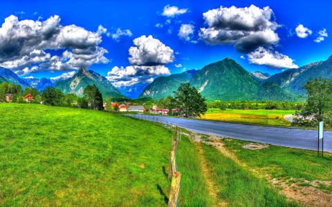 斯洛文尼亚汤姆林美丽的天空风景全高清壁纸和背景