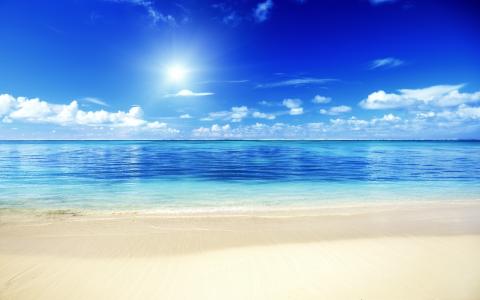 阳光灿烂的日子,在热带海滩全高清壁纸和背景图像