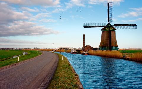 在荷兰的河路壁纸和背景图像