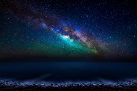 银河系天空在海洋全高清壁纸和背景