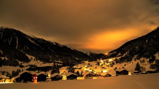 瑞士4k超高清壁纸和背景的冬天的夜晚