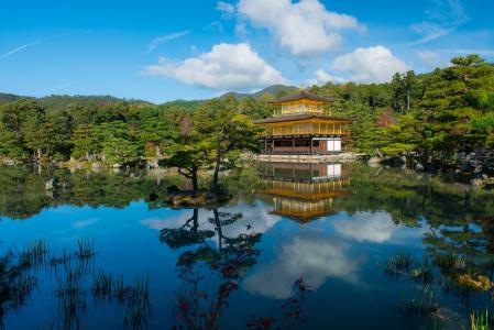 金阁寺,正式命名为Rokuon-ji,是在京都的一个禅宗佛教寺院5k视网膜超高清壁纸和背景