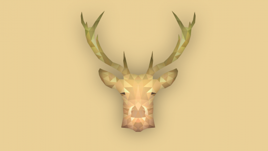 一头鹿的头，轻的背景3D