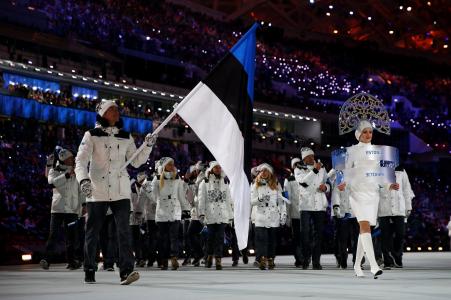 爱沙尼亚队在奥运开幕式在索契举行