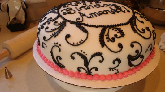 美丽的蛋糕与巧克力模式为生日