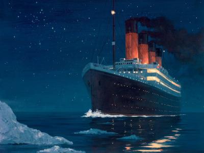 泰坦尼克号接近冰山