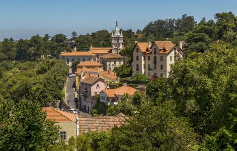 美丽的房子在辛特拉，葡萄牙的视图