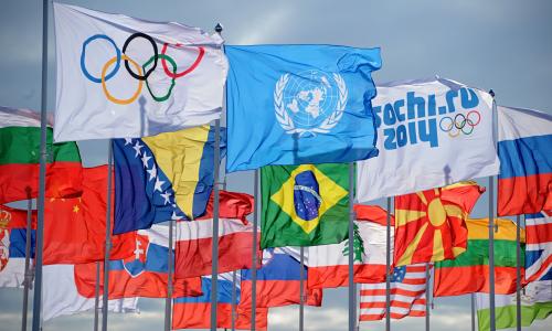 参加国索契奥运会开幕的国旗