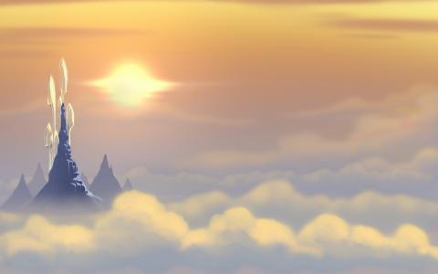 云层之上，游戏背景宝石迷离3