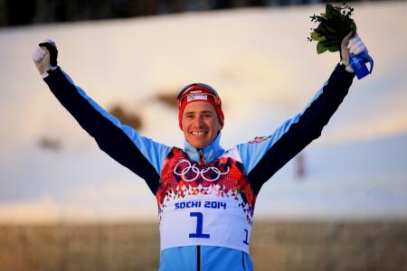 奥运金牌挪威滑雪运动员Ola Vigen Hattestad在索契奥运会上获得冠军