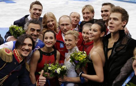 索契奥运会上的俄罗斯花样滑冰运动员