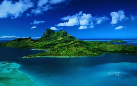 绿色的小岛，在蓝色的大海