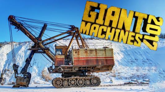 挖掘机在一个积雪的qu鱼游戏巨人机器2017年
