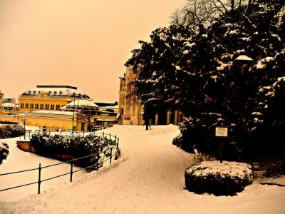 在巴登，奥地利度假胜地的冬季景观