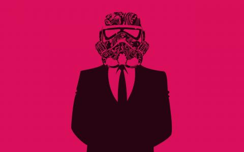 Vader在西装，粉红色的背景
