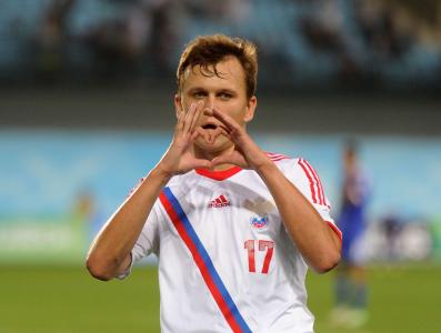 俄罗斯国家队的丹尼斯Cheryshev球员在领域的