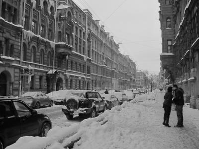 在大街上圣彼得斯堡的雪