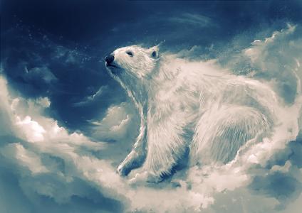 在云上的大白熊