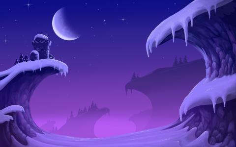 冬季在游戏级别的背景下宝石迷阵3