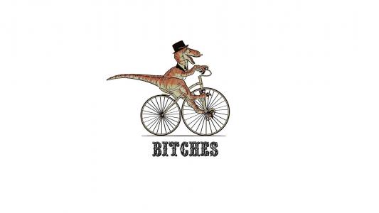 在自行车上高贵的恐龙