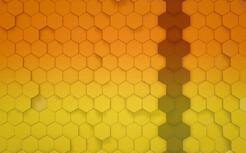 蜜蜂蜂窝，橙色背景